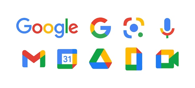 Vector google services set of icons and buttons of the internet application editorial isolated vector rivne ukraine november 22 2023