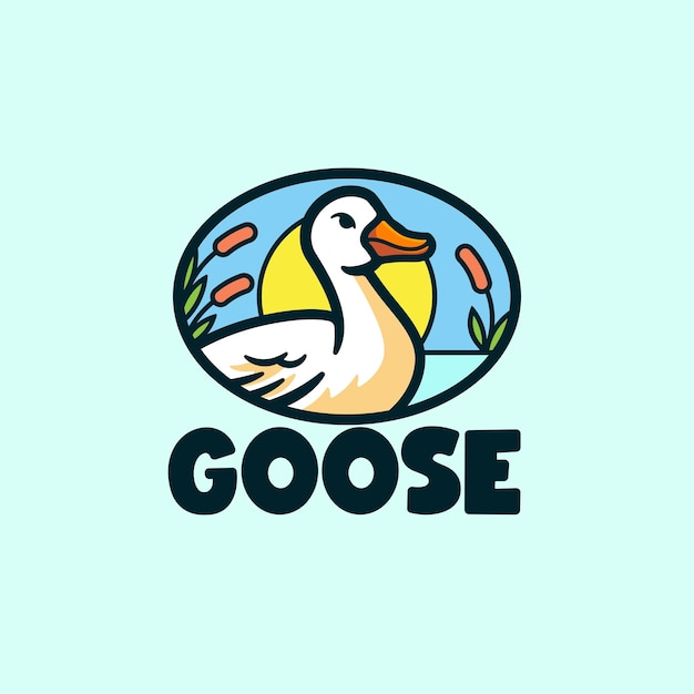 Vector goose cartoon mascot character logo design