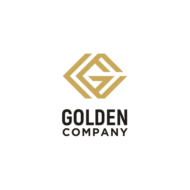 Gouden vierkante ketting beginletter CG CG GC logo-ontwerp met elegante klassieke luxe eenvoudige lijn