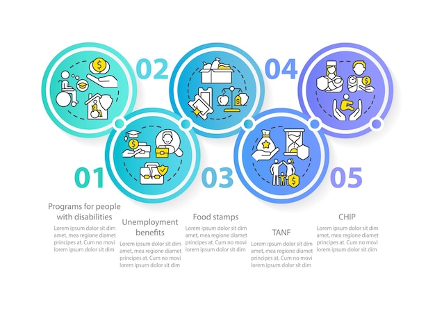 Government benefits blue circle infographic template