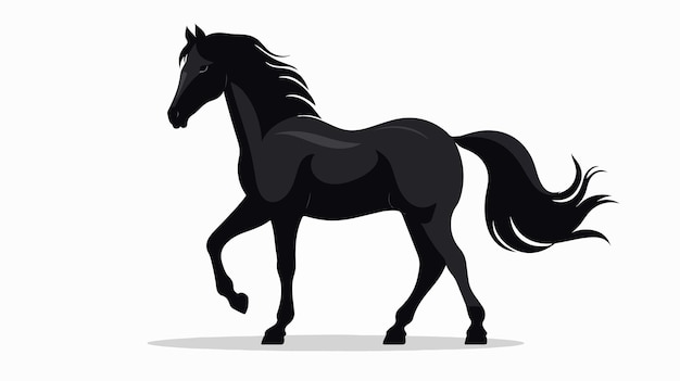 Vector graceful horse silhouette on white background