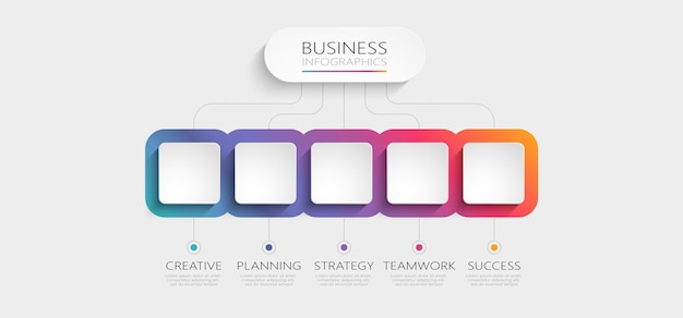 Gradient abstract 3D infographic template with options for brochure