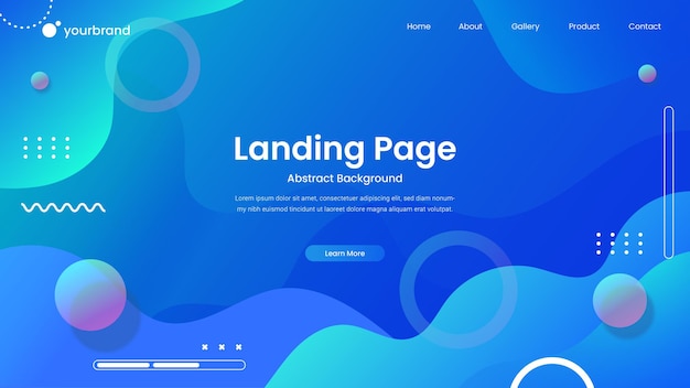 Gradient abstract fluid landing page design premium vector