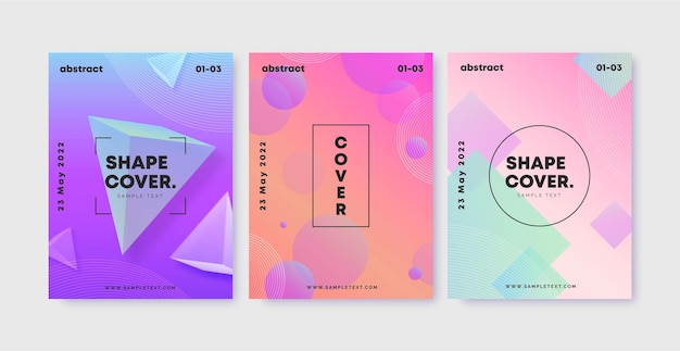 Vector gradient abstract shapes cover collection