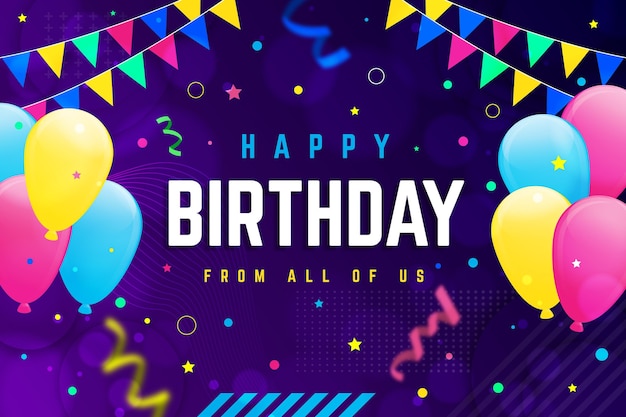 Vector gradient birthday background with confetti