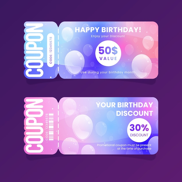 Vector gradient birthday sale coupon