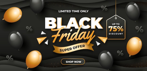 Vector gradient black friday horizontal banner template