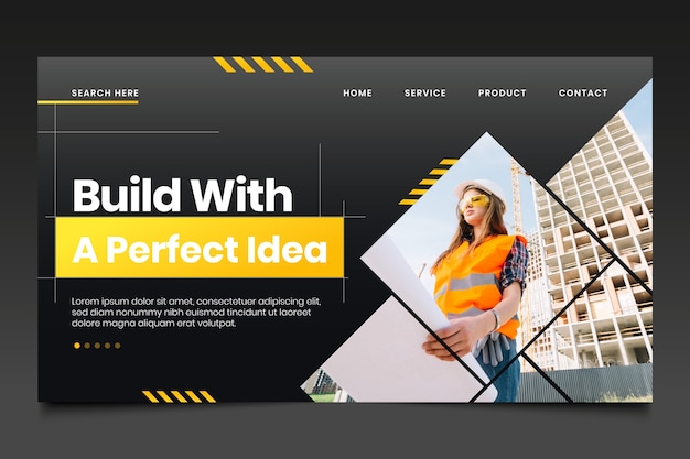 Vector gradient building construction horizontal banner