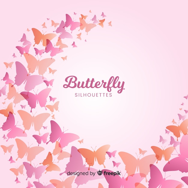 Vector gradient butterfly silhouettes flying