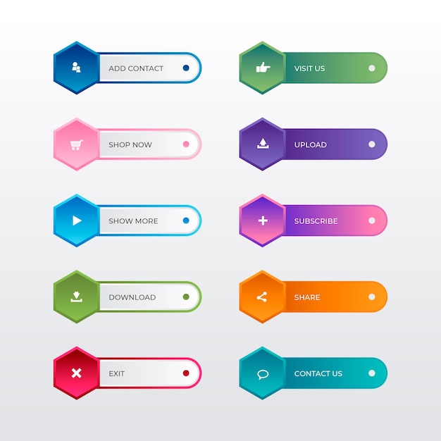 Vector gradient call to action buttons collection