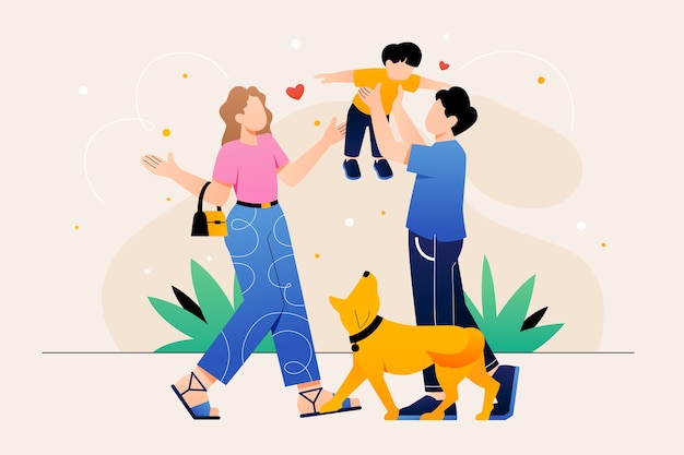 Gradient co-parenting illustration