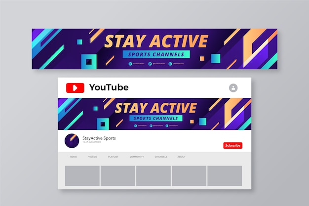 Vector gradient colored creative youtube banner
