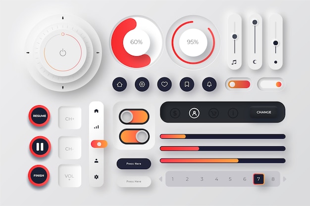 Vector gradient colored ui kit pack