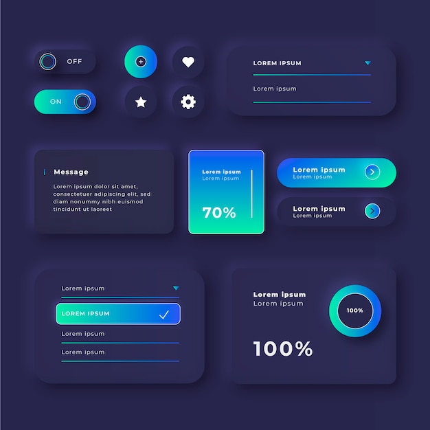 Gradient colored ui kit pack