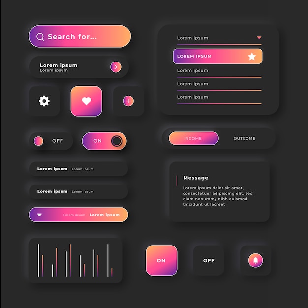 Gradient colored ui kit pack