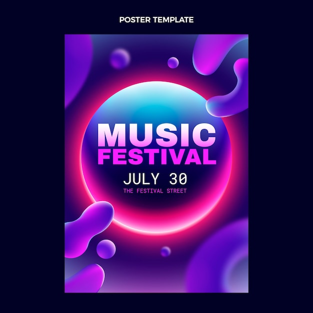 Gradient colorful music festival poster