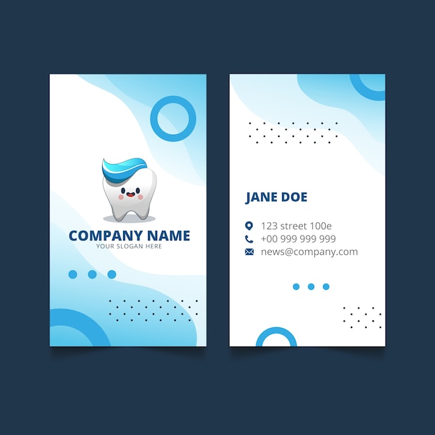 Gradient dental clinic vertical business card