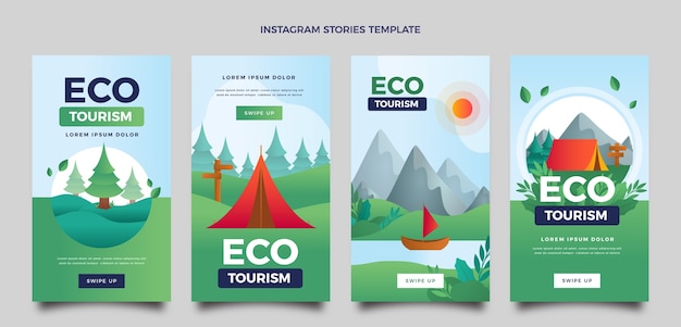 Gradient ecotourism instagram stories collection