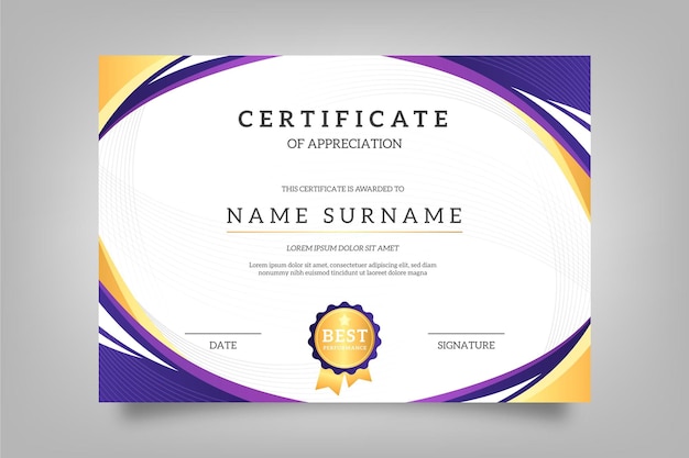 Gradient elegant certificate template