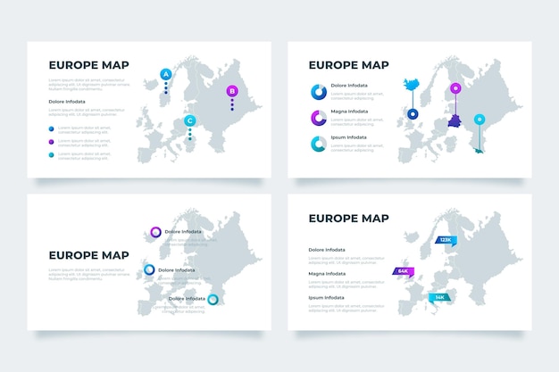 Gradient europe map infographic