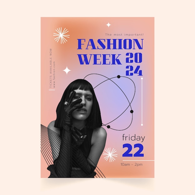 Gradient fashion week  poster template