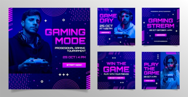 Gradient gaming stream instagram posts