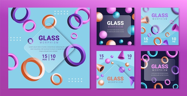 Gradient glassmorphism instagram post collection