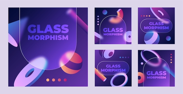 Gradient glassmorphism instagram post collection