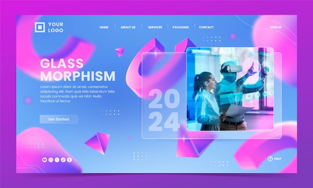 Gradient glassmotphism landing page