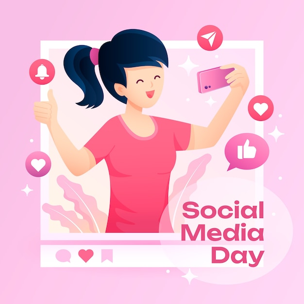 Vector gradient illustration for social media day celebration