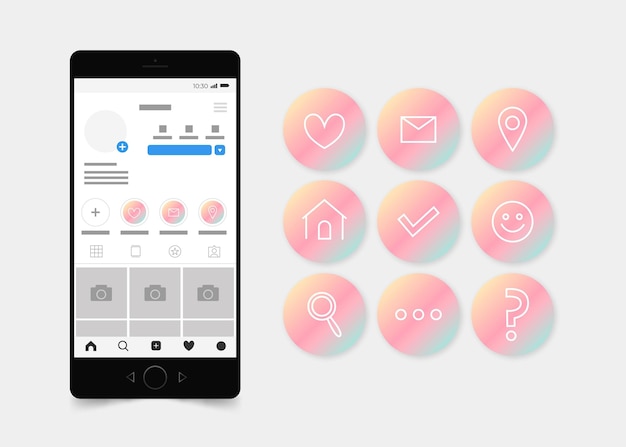 Vector gradient instagram highlights collection