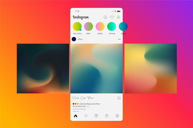 Vector gradient instagram mockup illustration