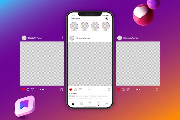 Vector gradient instagram mockup illustration