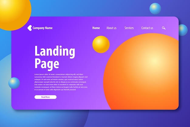 Gradient landing page template