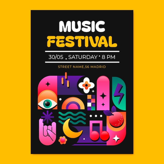 Vector gradient music festival poster template