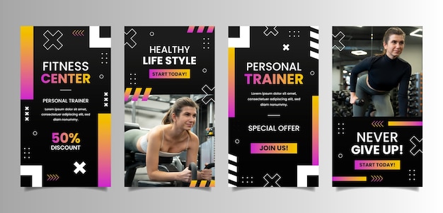 Vector gradient personal trainer instagram stories