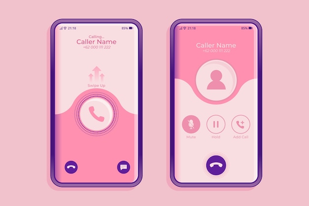 Gradient phone call screen interface illustration