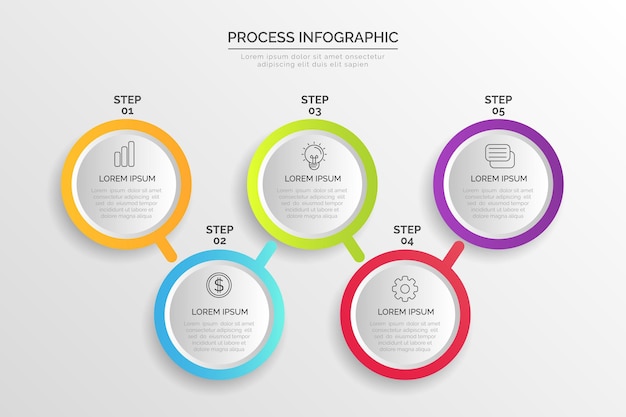 Gradient process template for infographic