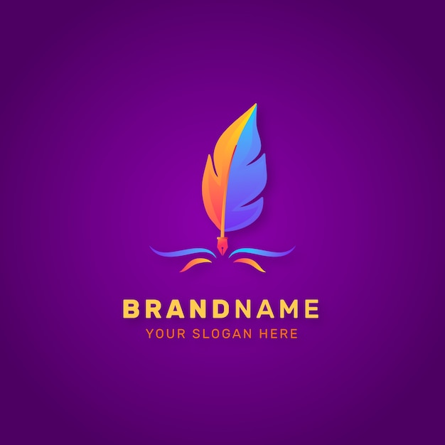 Gradient quill pen logo design template