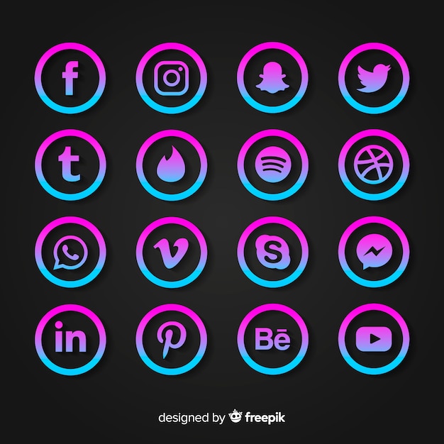 Gradient social media logo collection