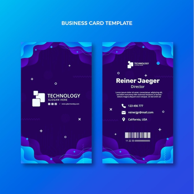 Gradient technology vertical business card