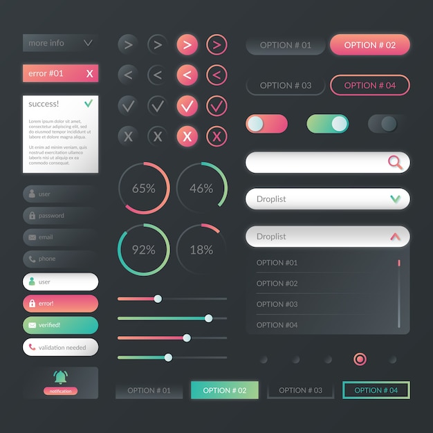 Gradient ui kit elements collection