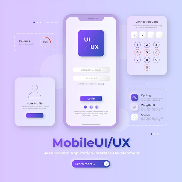 그라디언트 ui/ux 디자인 일러스트레이션