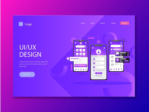 gradient uiux landing page template