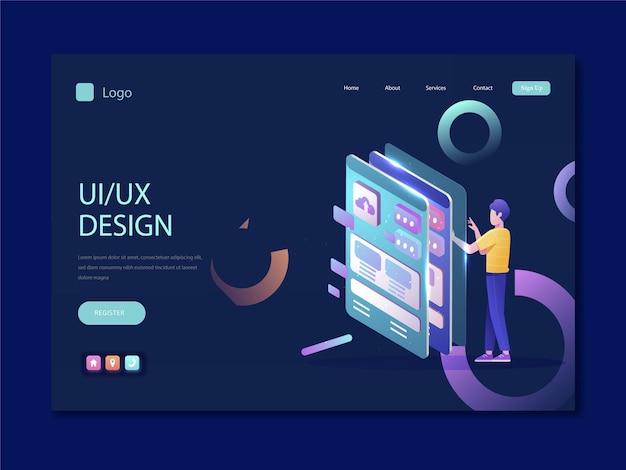 gradient uiux landing page template