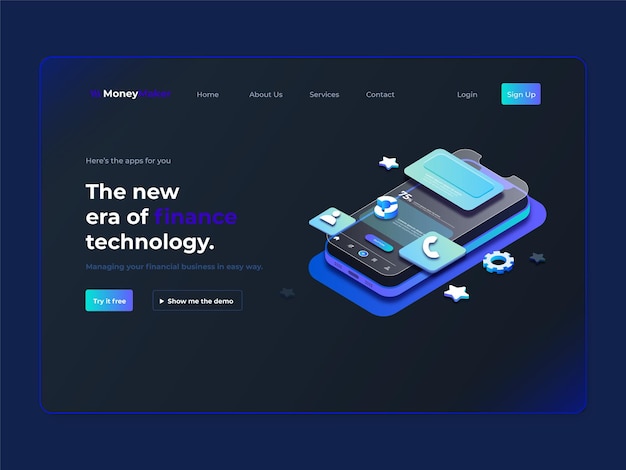 gradient uiux landing page template