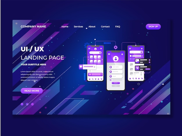 gradient uiux landing page template