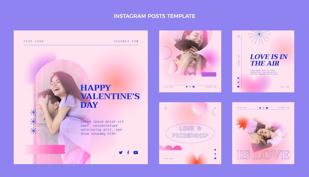 Gradient valentine's day instagram posts collection