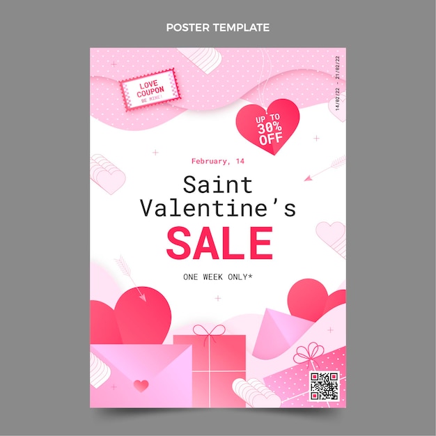 Gradient valentine's day vertical poster template