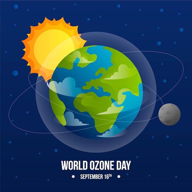 Gradient world ozone day illustration